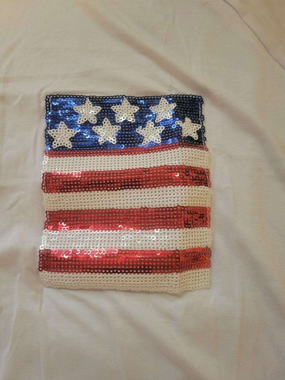 FORTH OF JULY READY! This Sequin American Flag Patch - Red, White & Blue